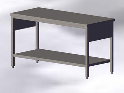 Work Table with a Bottom Shelf, without Wall-side Panel