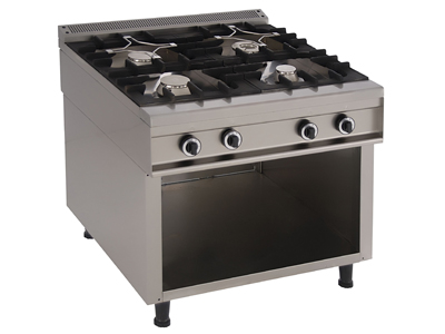 Gas Table Top Hot Plate with 4 Burners and an Open Cupboard