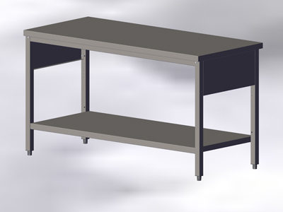 Table de travail sans bord avec étagère inférieure