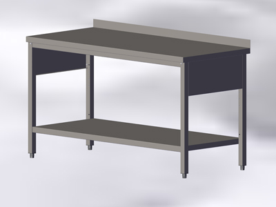 Work Table with Wall-side Panel and a Bottom Shelf