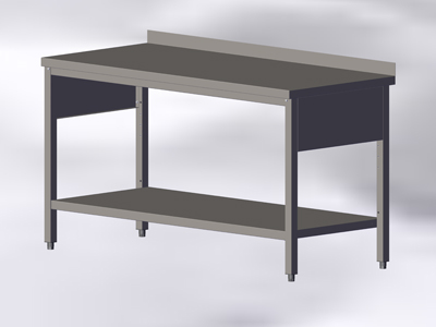 Table de travail avec bord et avec étagère inférieure