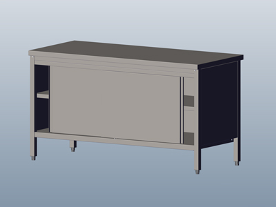 Cupboard-Table with Sliding Doors, without Wall-side Panel