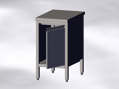Cupboard-Table with a Right Hinged Doors, without Wall-side Panel