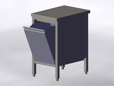 Cupboard-Table with a Tilting Drawer, without Wall-side Panel